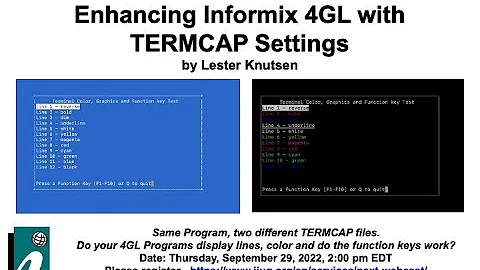 Informix TechTalk Enhancing Informix 4GL with TERMCAP Settings by Lester Knutsen