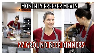 27 ground beef  Large Family Freezer Meals in just a few hours!!