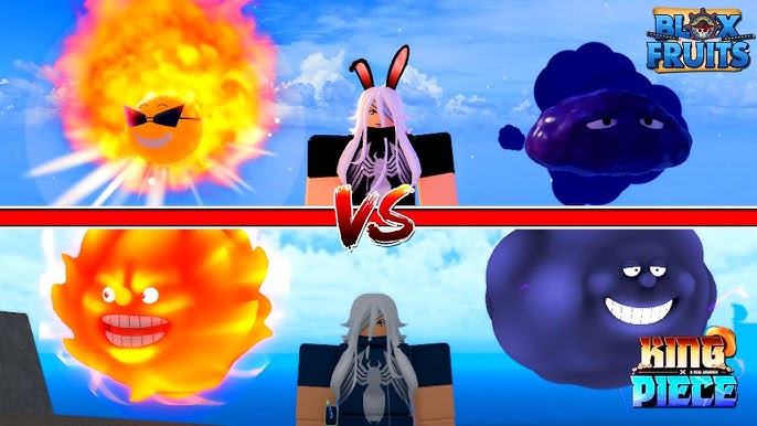 BLOX FRUITS VS GRAND PIECE ONLINE! QUAL É A MELHOR GORO-GORO no MI *  COMPARANDO as FRUTAS LOGIAS * 