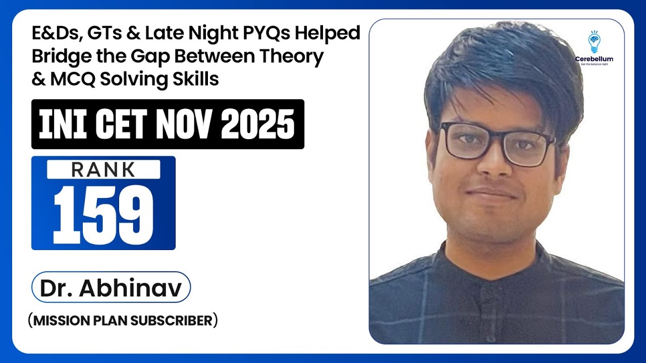 E&D, GTs & Late-Night PYQs Bridged My Theory–MCQ Gap | Dr. Abhinav | INICET Rank 159