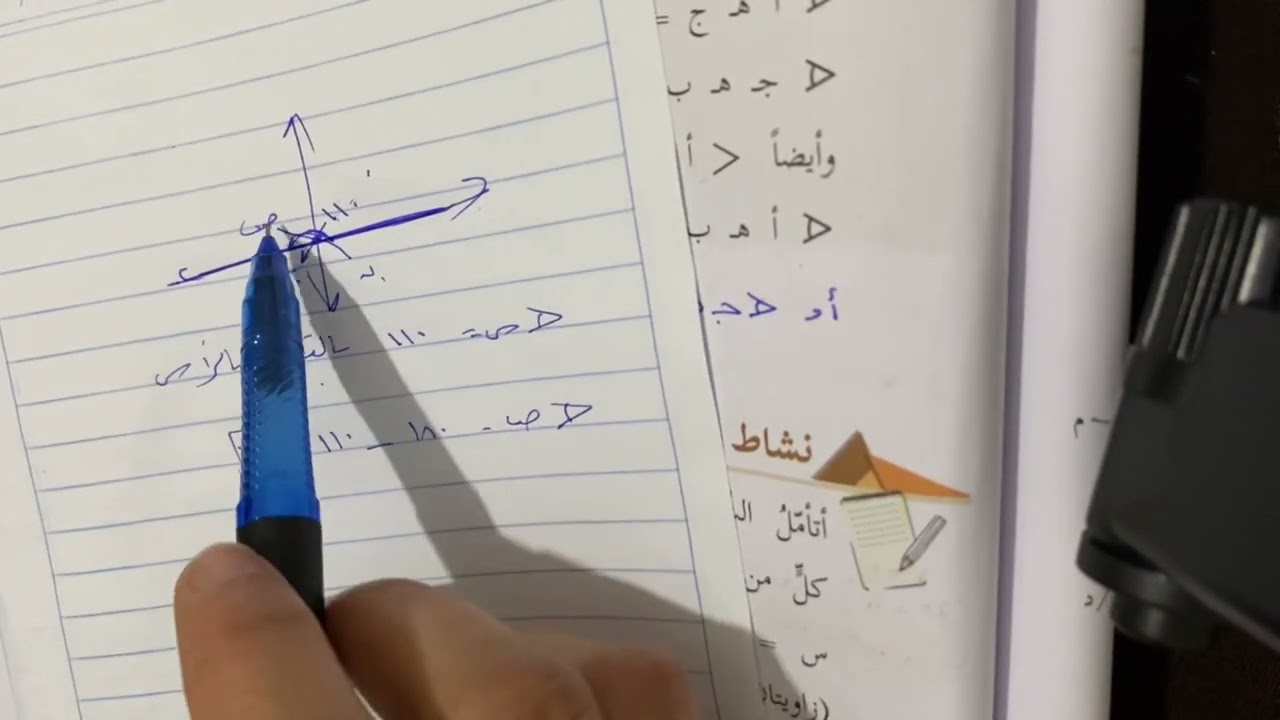 شرح و حل درس الزوايا الناتجة من تقاطع مستقيمين رياضيات الصف السابع الفصل الثاني