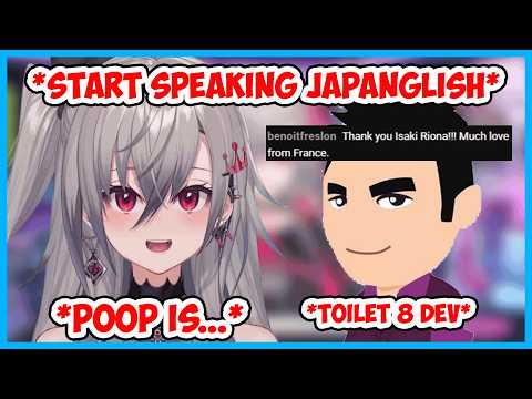 Riona started to speak passionately in Japanglish when the Toilet 8 dev dropped by