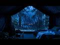 Rainy Night in a Tent Overlooking the City Lights | Canvas Rain Sounds