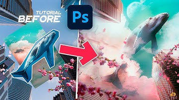 Flying whale in the sky Photo Manipulation Speed Art | Photoshop Tutorial