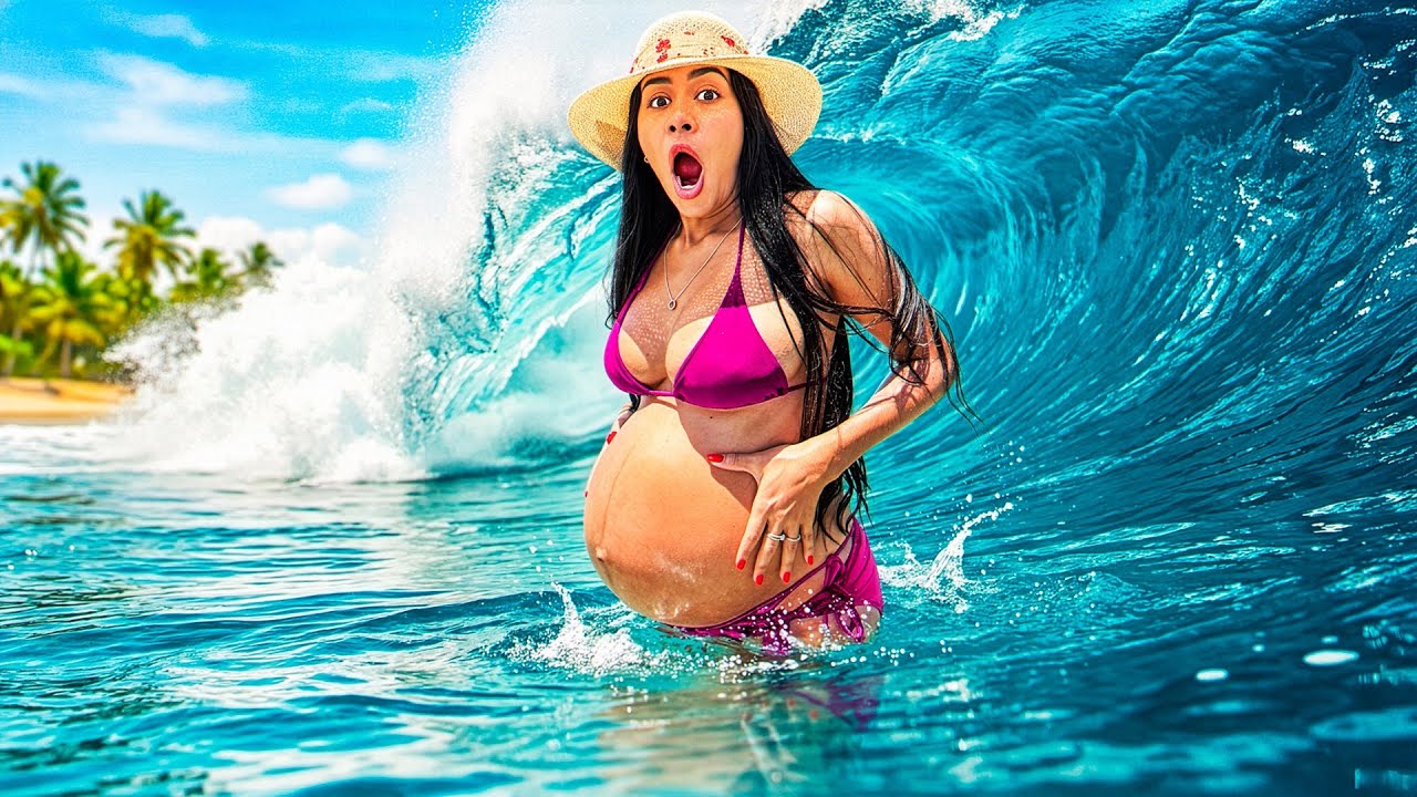 ENTREI NO MAR GRÁVIDA *fiquei com medo 