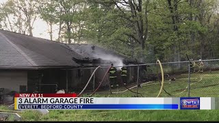 Garage catches fire in Bedford County