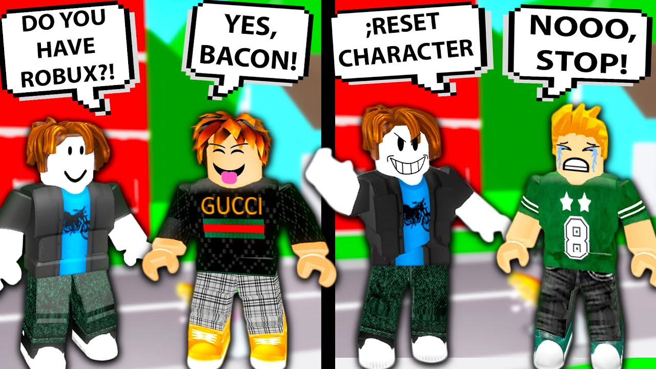 he lied about having robux but called me a bacon hair roblox exposing fakes roblox funny moments