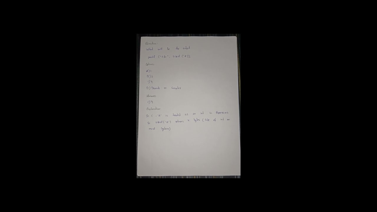  Sizeof Mystery In C Cprogramming Codinginterview Shorts Placements