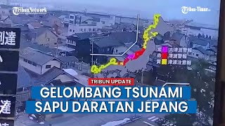 Gelombang Tsunami Sapu Daratan Jepang seusai Gempa 7,6 SR, Jalanan Porak-poranda