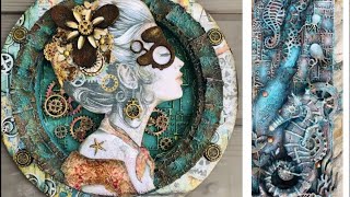 Mixed Media Steampunk Maiden & Magical Seahorse