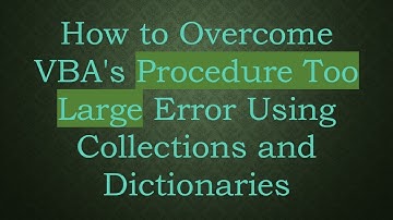How to Overcome VBA