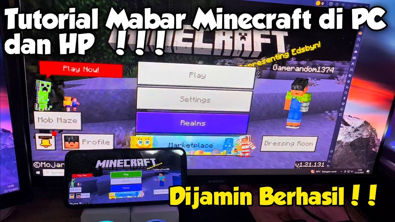 Cara Gabungan Mabar Multiplayer di Minecraft HP dan PC !! // 100% ...
