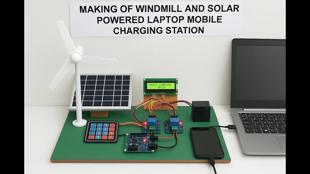 Making of windmill and Solar Powered Laptop Mobile Charging Station YouTube