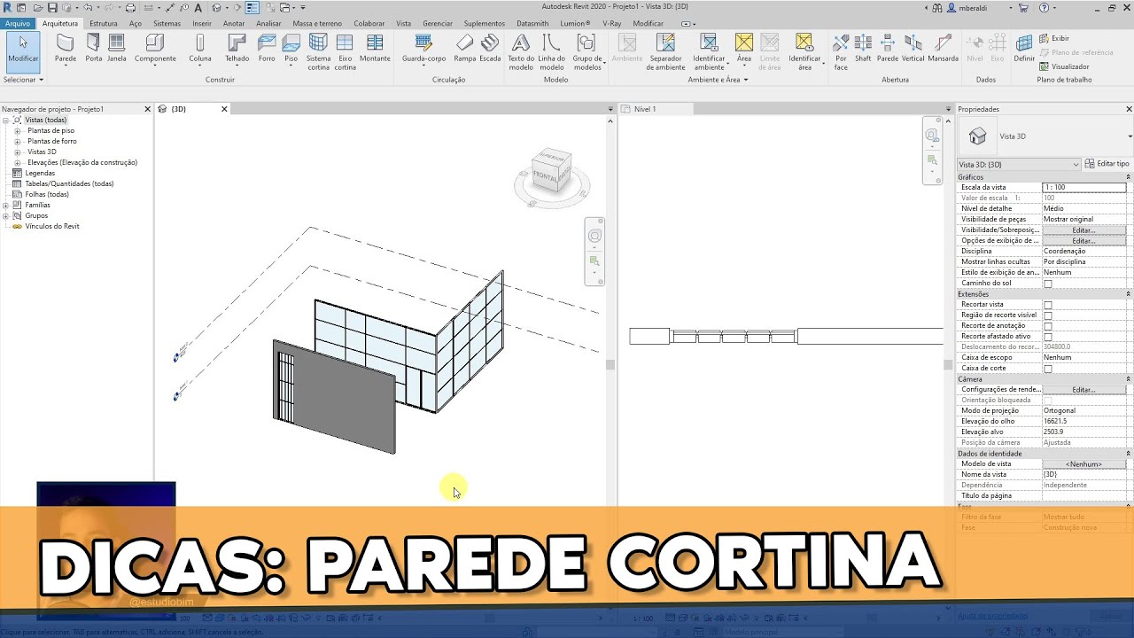 Capa do vídeo: 12 Dicas sobre Paredes Cortina no Revit