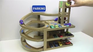 DIY Car track with lift and with Parking of cardboard