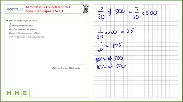 GCSE Maths EDEXCEL Specimen Set 1 Foundation     Paper 1   Q18 Fractions and percentages