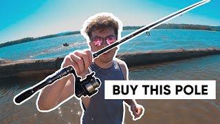 $20 AMAZON COLLAPSIBLE FISHING POLE REVIEW - Catch on the first cast!