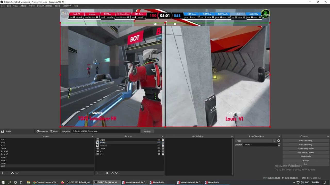 Setting up Side by Side view in OBS for Hyperdash Streaming