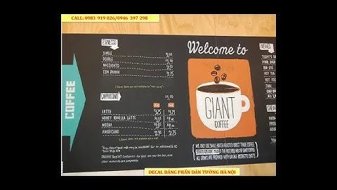 Thiết kế, trang trí menu bảng giá quán cafe, nhà hàng với decal bảng phấn dán tường