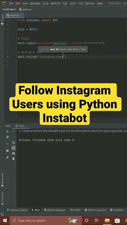 Follow Instagram Users using Python Instabot - YouTube