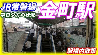 【夕方ラッシュ】JR常磐線、金町駅構内を散策！(Japan Walking around Kanamachi Station)