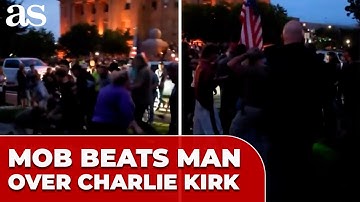 Crowd BRUTALLY BEATS man who dared to yell “F* CHARLIE KIRK” after his murder