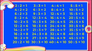 Bảng cưu chương chia 2 đến 9 | bảng chia 2 đến 9 | Toán học #caybutTV