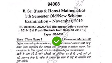 2019 Mdu BSc 5th Sem Mathematics Numerical Analysis Question Paper