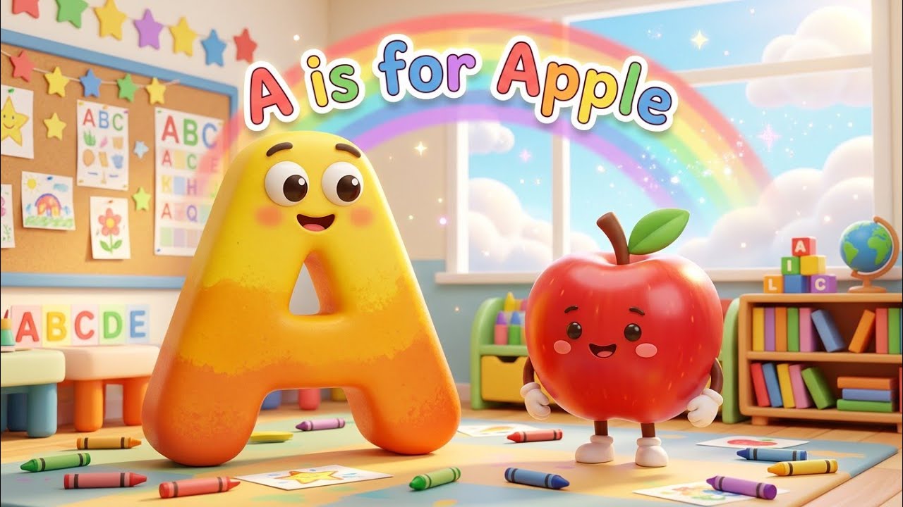 ABC School Song for Kids | Learn Alphabet A to Z with Cute Cartoon ...