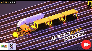 MagicaVoxel | Creating a 3D isometric train time lapse voxel art model (Speed Art)