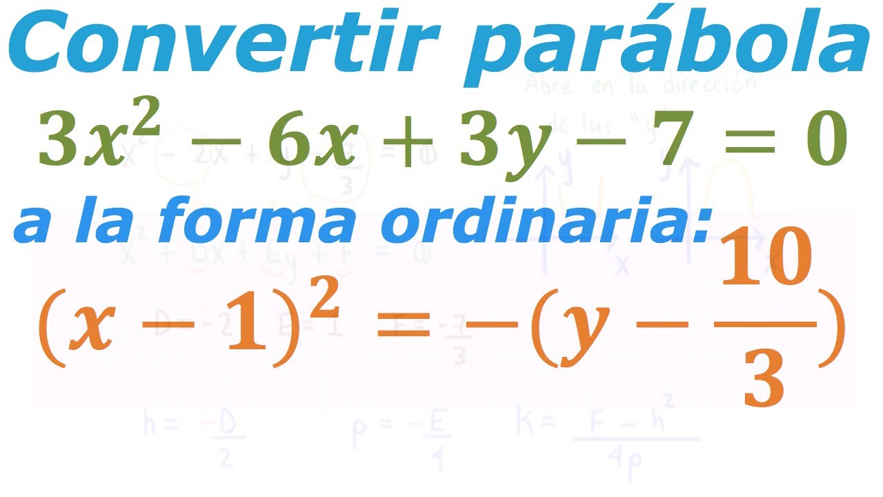 Ecuacion General De La Parabola Youtube