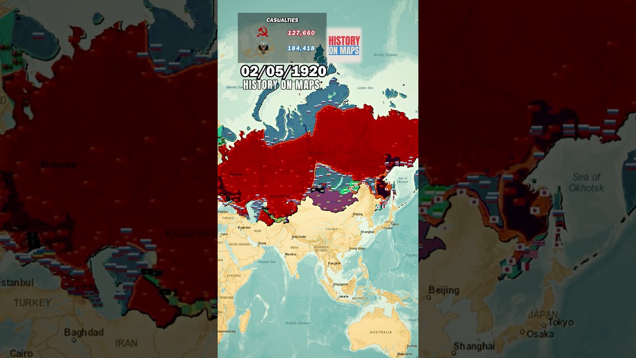 Russian Civil War (1917-1922) in 1 minute using Maps #history #russia #civilwar