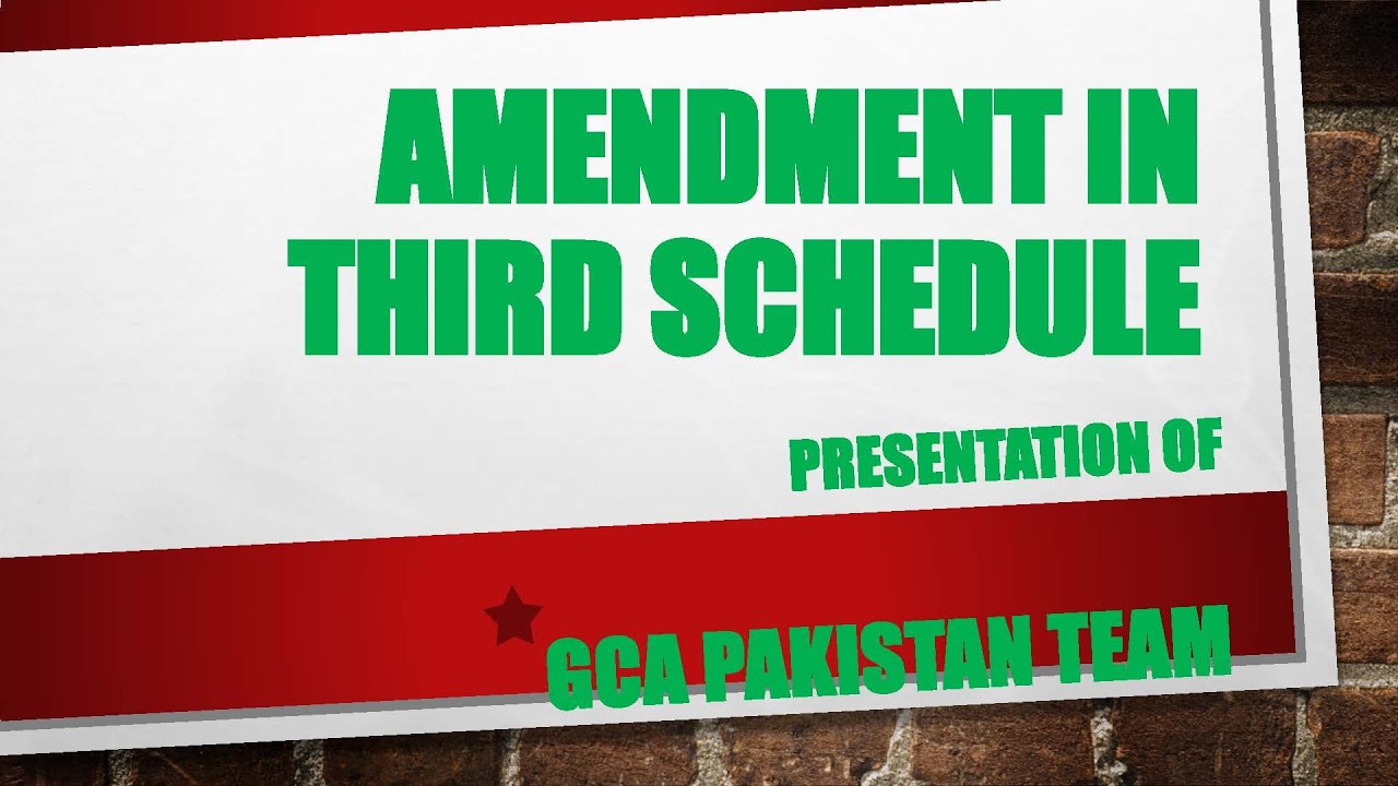 Sales Tax - Third Schedule Amendments'