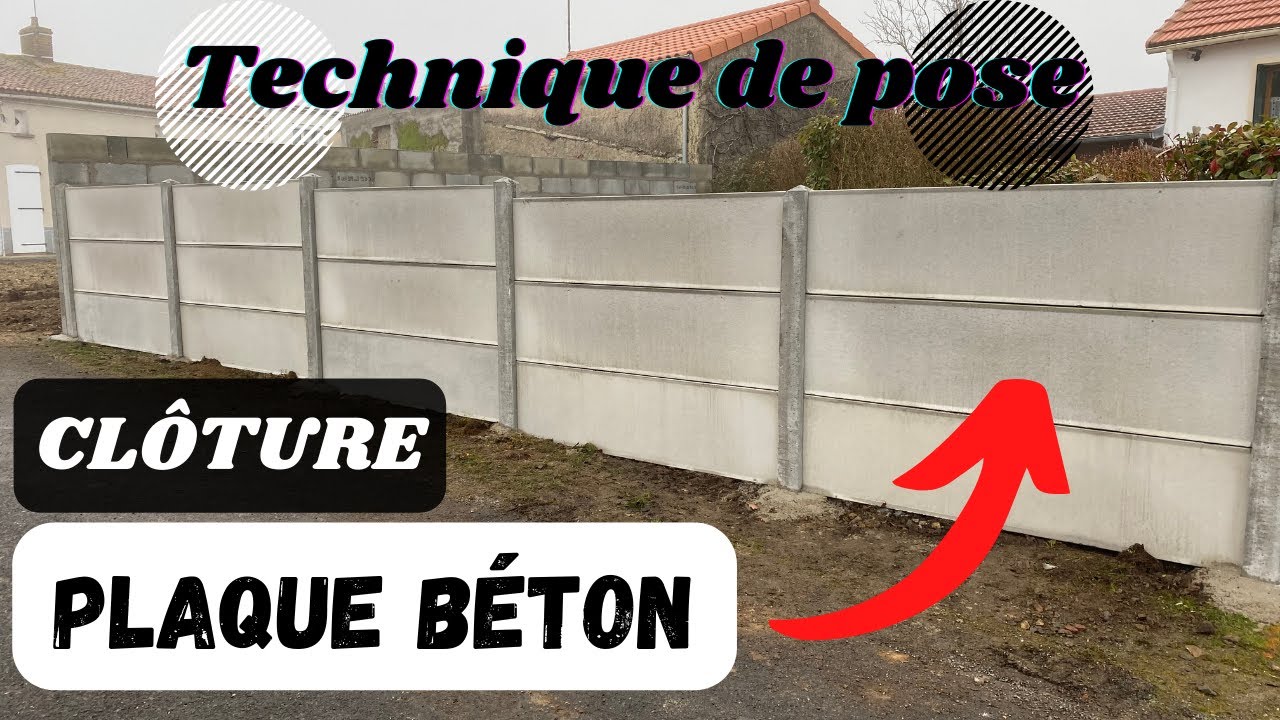 Comment poser une clôture béton, mur de clôture en plaque béton - YouTube