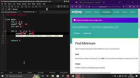 "Find minimum" in C programming language. #Eolymp problem 5328.