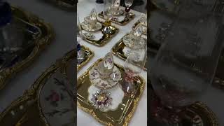 Luxury European Designer Dinner Set Unboxing | Dark Blue &amp; Gold Ceramic Tableware