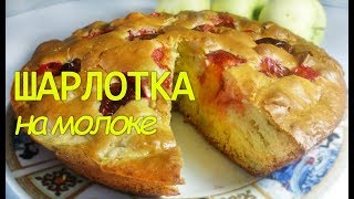 Самая ПЫШНАЯ ШАРЛОТКА с яблоками НА МОЛОКЕ без МИКСЕРА! Очень вкусная!