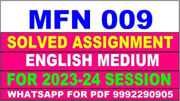 mfn 008 solved assignment 2023-24 | mfn 8 solved assignment in english 2024 | mfn 8 2024