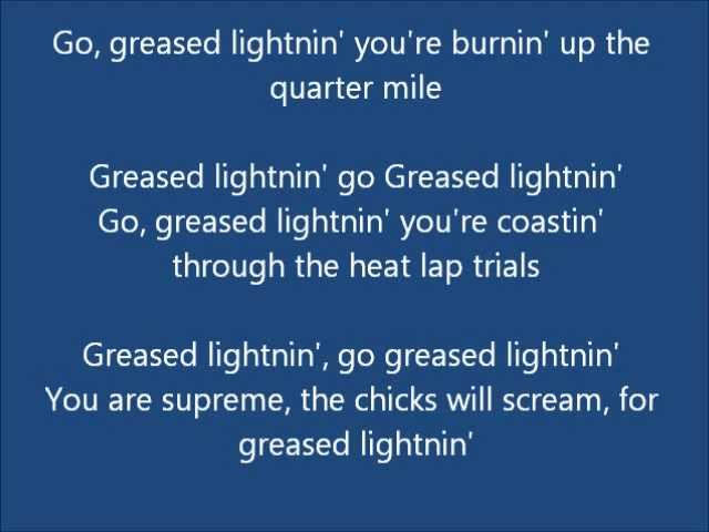 Greased Lightning Lyrics Youtube
