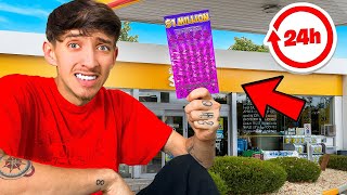 Surviving Off Lottery Tickets For 24 Hours! *HUGE RISK*
