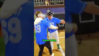 Humanity Wins  Batter Hits 150 MPH Robot Pitch!