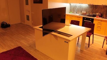Motorised lift up TV. Механизм подъема и поворота телевизора.