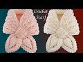 Bufanda a Crochet Puntos trenza Mariposa Punto de hojas en 3D tejido tallermanualperu
