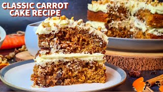 Classic Carrot Cake Recipe With Cream Cheese Frosting | Homemade Carrot Cake | Soft and Moist Cake