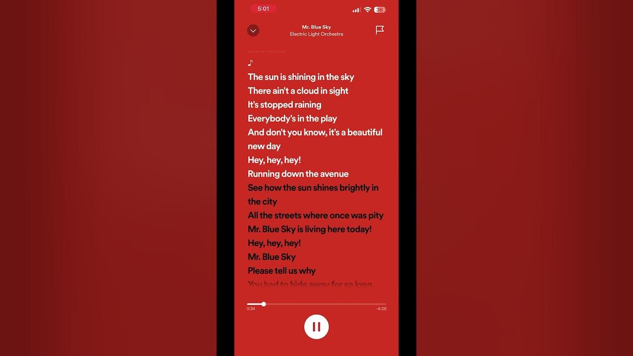 Mr blue sky lyrics YouTube