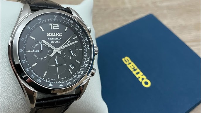 Seiko Chronograph Black Leather Men's Watch SSB097P1 (Unboxing)  @UnboxWatches - YouTube