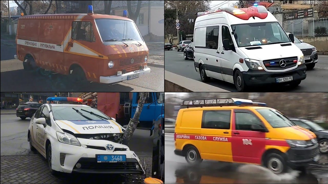 Ukrainian emergency vehicles response with blue lights/sirens (compilation)