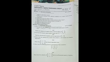 Paper of Mathematics BG 3rd semester (nep) batch 2022 (matrices) kashmir university