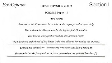 ICSE 2019 Physics Solved Question Paper