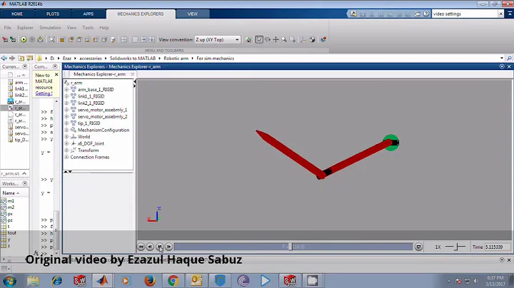 Robotic arm simulation in MATLAB (Simscape Multibody/Simmechanics)